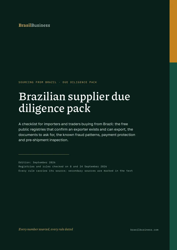 Brazilian supplier due diligence pack, cover